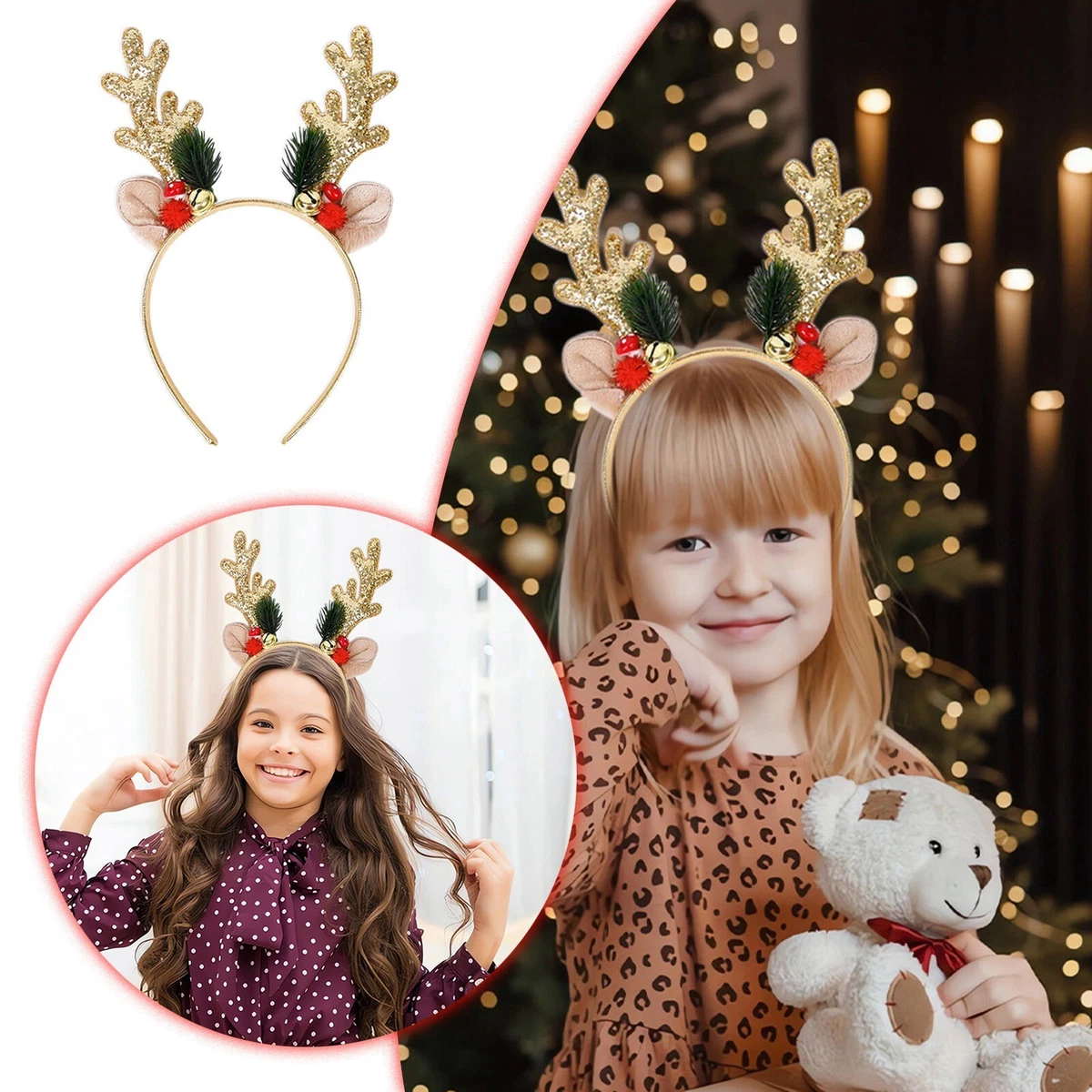 Tumotsit Reindeer Headbands Christmas Novelty Reindeer Headband With Ears Plush