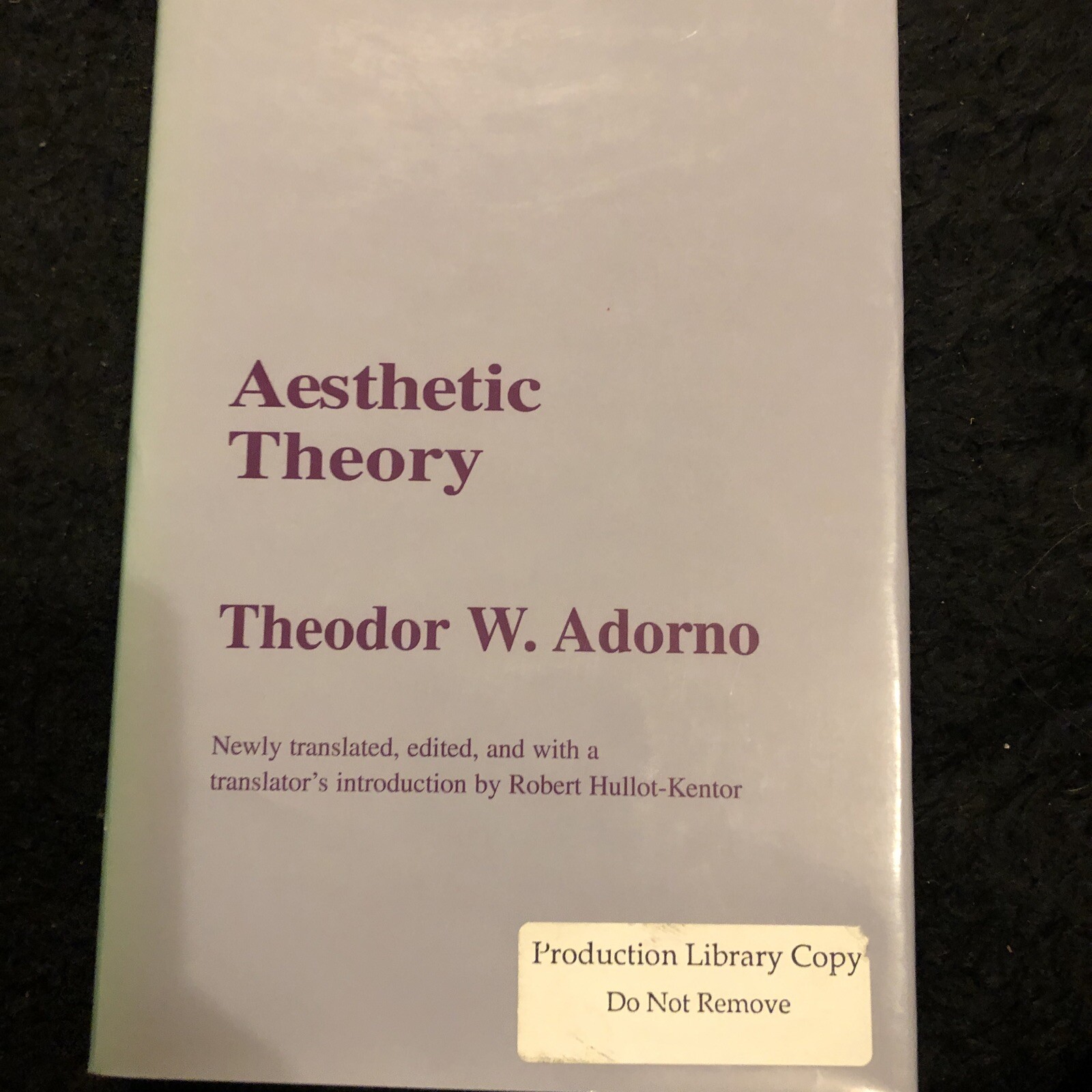 Aesthetic Theory by Theodor W. Adorno (Hardcover, 2000)