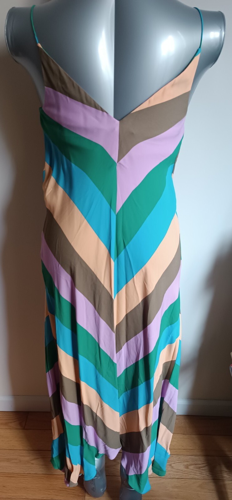 Tibi Diagonal-Striped Slip Dress Multicolor      … - image 4