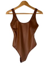 Skims Kim Kardashian Wet Jersey Tank Thong Bodysuit Copper Size S