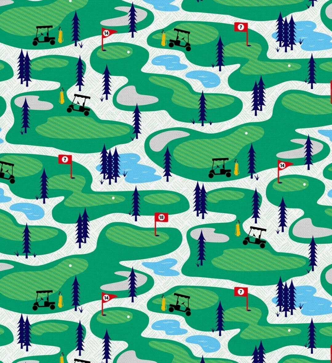 Ing&bull;on The Course, Golf Course Fabric&bull;1yd Bty&bull;cott&bull;f