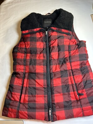 Buffalo Plaid Faux Shearling Vest Womens Talbots Vest Womens Small