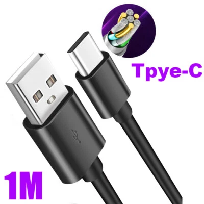 Black Fast Charger Type C USB-C Data Charging Cable For Samsung Huawei 1M 5A - Bild 1 von 4