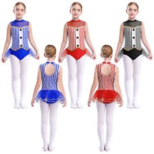Kids Girls Leotard Mock Neck Dance Dress Halloween Bodysuit Latin Jazz Jumpsuit