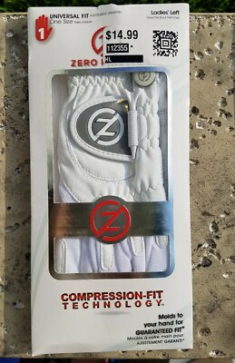 Ladies White Zero Friction Golf Left  Hand Glove One Size Compression Fit