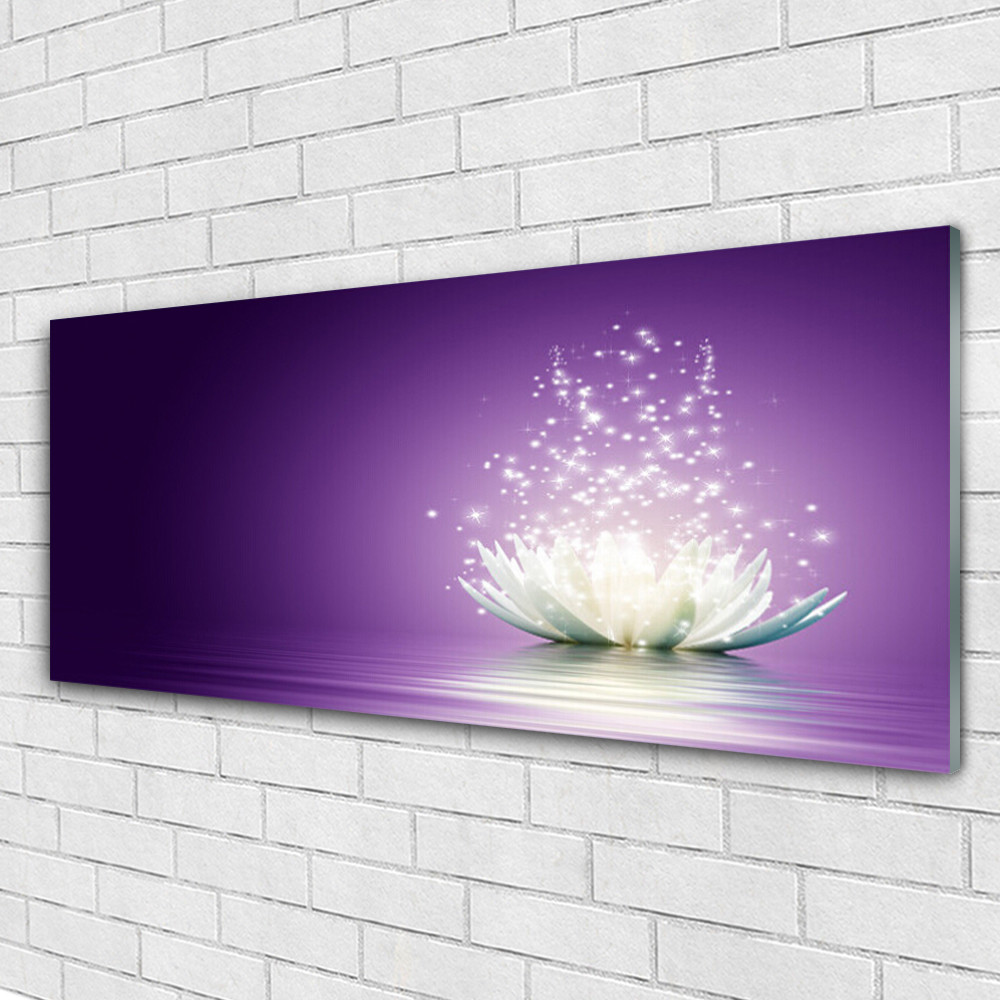Tableau en verre Lotus 125x50 décoration murale pour salle à manger moderne