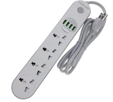 Universal Power Strip with USB Ports, Extension Cord with Multiple Outlets, 4 O