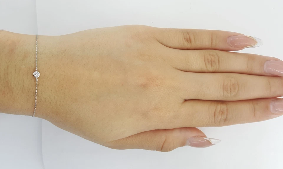 Round Brilliant Diamond By the Yard Bezel Set Bracelet 0.06 ct 14K White Gold - Image 2 of 4