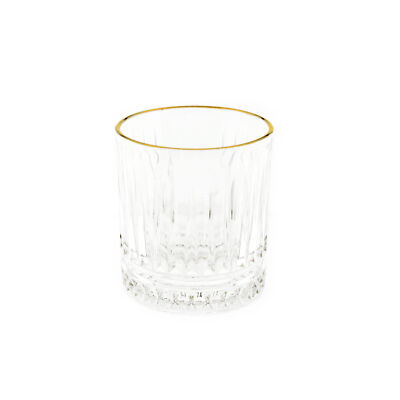 Almina Elisa 6 Tlg. Trinkgläser-Set mit Goldumrandung Riffle Design 240 ml