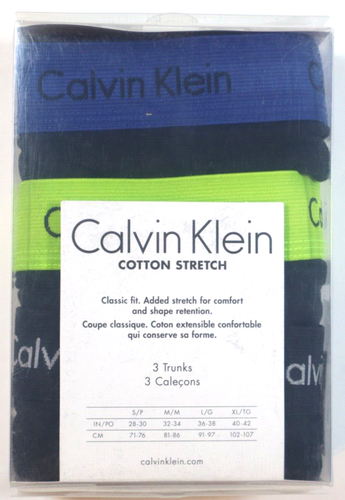 Calvin Klein Trunk Boxers 3 Pack - Black, Green, Blue - Large - L - Picture 2 of 3