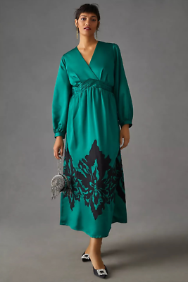 NWT Anthropologie Nikasha Embroidered Satin Dress size Small | eBay
