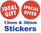 Bright Red 'IDEAL GIFT' / 'SPECIAL OFFER' Stickers / Labels / Tags / Price Point