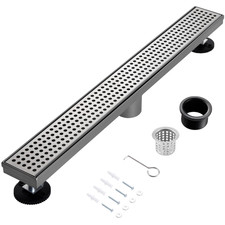 Muschbath 28 Inch Linear Shower Drain Brushed Nickel Shower Drain Removable