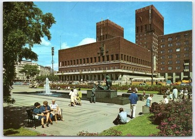Vintage Oslo Town Hall Norway Postcard Mittet Continental 6x4