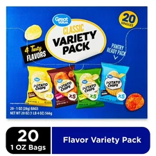 Great Value Classic Chips Variety Pack, 1 oz, 20 Count::