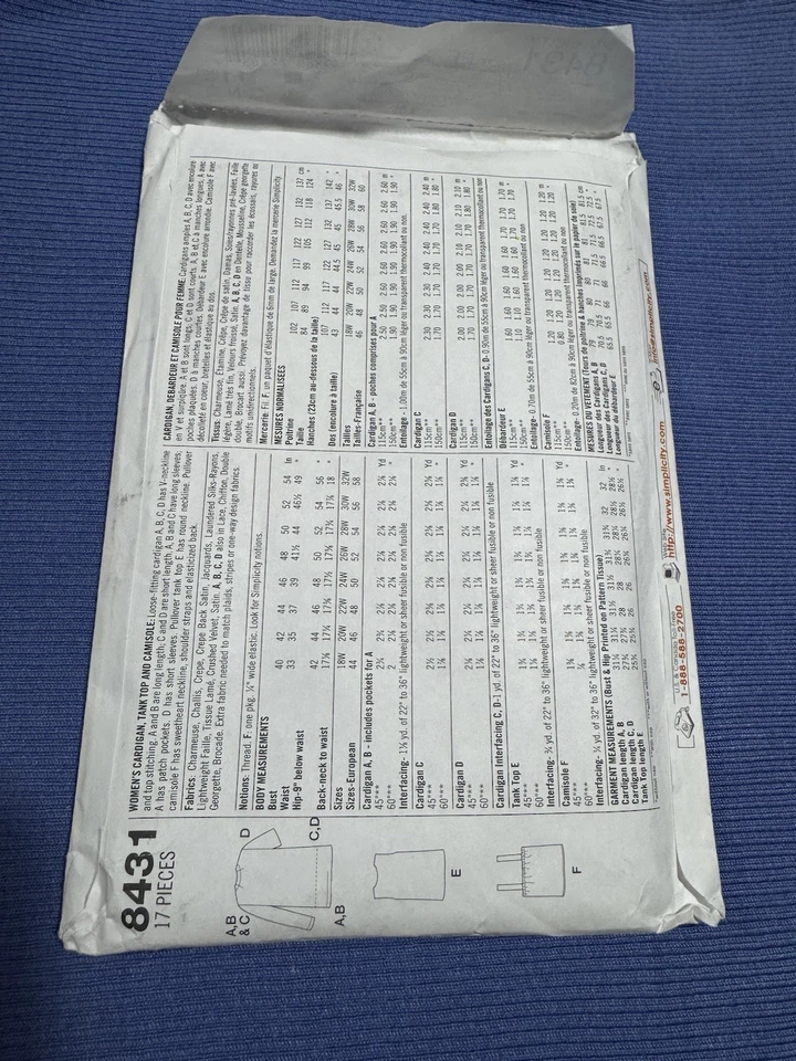 VTG!8431 SIMPLICITY PRETTY WOMEN'S CARDIGAN, TANK TOP, & CAMISOLE Plus 18W-24W - Image 3 of 4