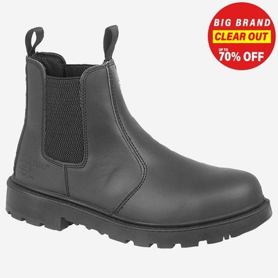 Grafters Grinder Herren Schutz Leder Sicherheit ohne Bügel Stiefel Schwarz