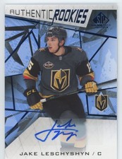 2021-22 SP Game Used Blue Auto Jake Leschyshyn Rookie Auto Vegas Golden Knights
