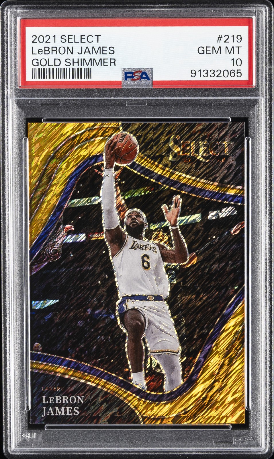 2021 PANINI SELECT GOLD SHIMMER #219 LEBRON JAMES 7/10 PSA 10