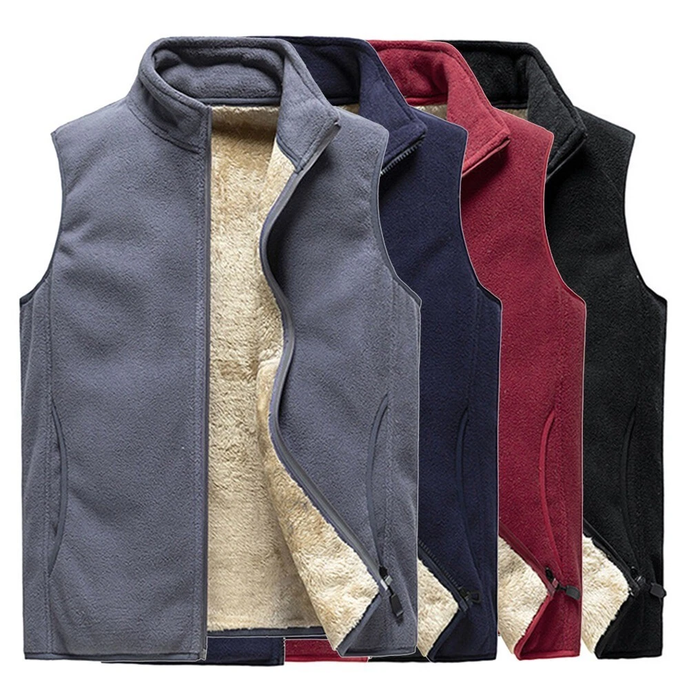 NEW Mens Sherpa Lined Fleece Waistcoat Gilet Full Zip Jacket Vest Top Coat UK