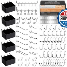 INCLY 120PCS Pegboard Hooks  Bins Organizer Kit - NC0202