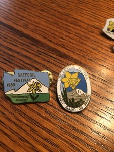 Lapel Pins From Daffodil Festival 1989-1990 Colorful Enamel On Both. 