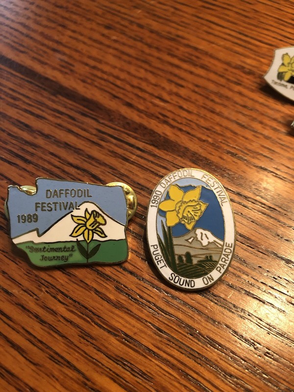 Lapel Pins From Daffodil Festival 1989-1990 Colorful Enamel On Both. 