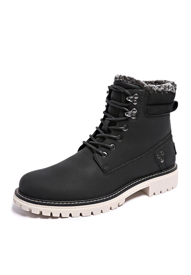 CARLKARIDA Men’s Fur Lined Hiking Snow/Anti-slip Waterproof Boots 7.5 Black