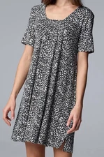 SIMPLY VERA WANG Nightgown Sleep Shirt Sz Large / L - Black Ditsy  - New