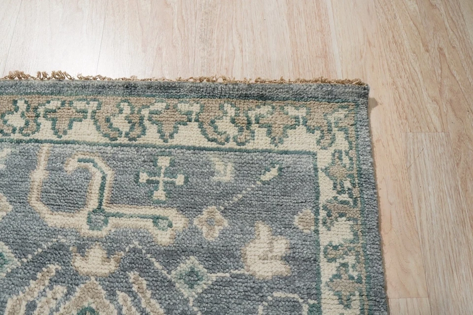 Beautiful Oushak Blue Hand Knotted Wool Rug - Image 3 of 4