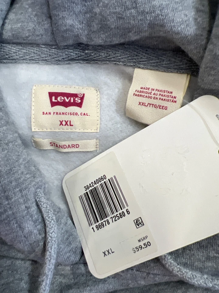 Levi’s Men’s Gray Metallic Logo Standard Fit Pullover Sweatshirt - XXL - Image 3 of 4