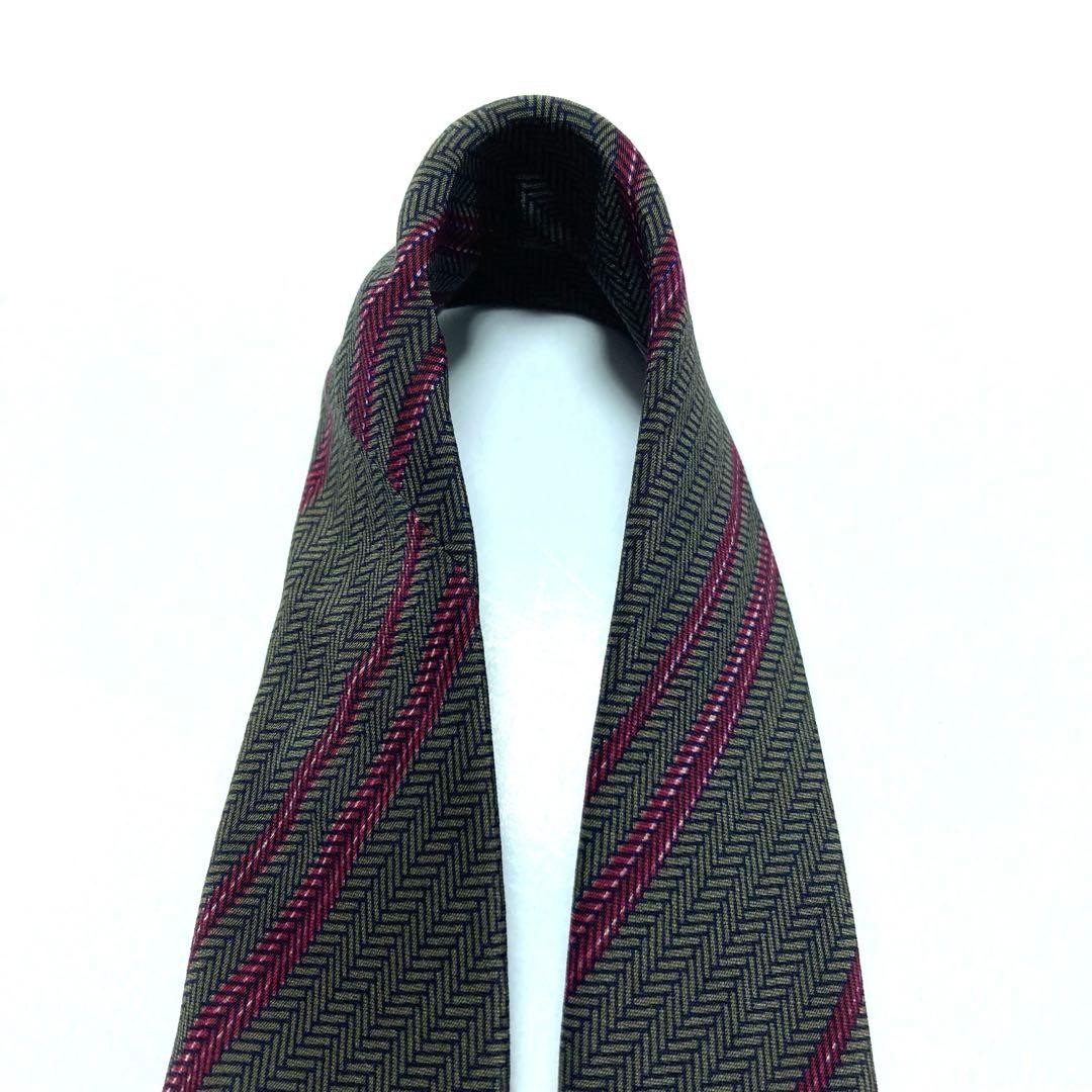GIVENCHY Striped Pattern Brown Purple Necktie Used - image 5