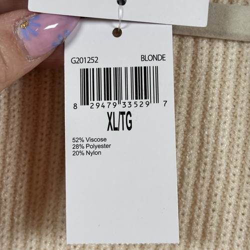 Magaschoni Cardigan Maglione Donna XL Biondo Maglia Cavo Aperto Frontale Longline Nuovo con etichette - Foto 7 di 10