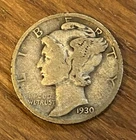 1930-S Mercury Dime Fine Great Depression Era 90% Silver San Francisco US Coin