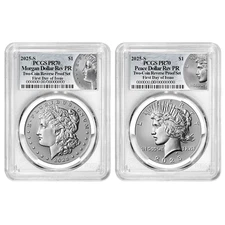 Presale - 2025-S Reverse Proof $1 Morgan and Peace Silver Dollar 2pc Set PCGS