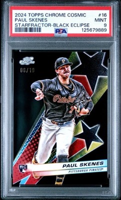 2024 Topps Cosmic Chrome Paul Skenes RC Starfractor Black Eclipse /10 PSA 9