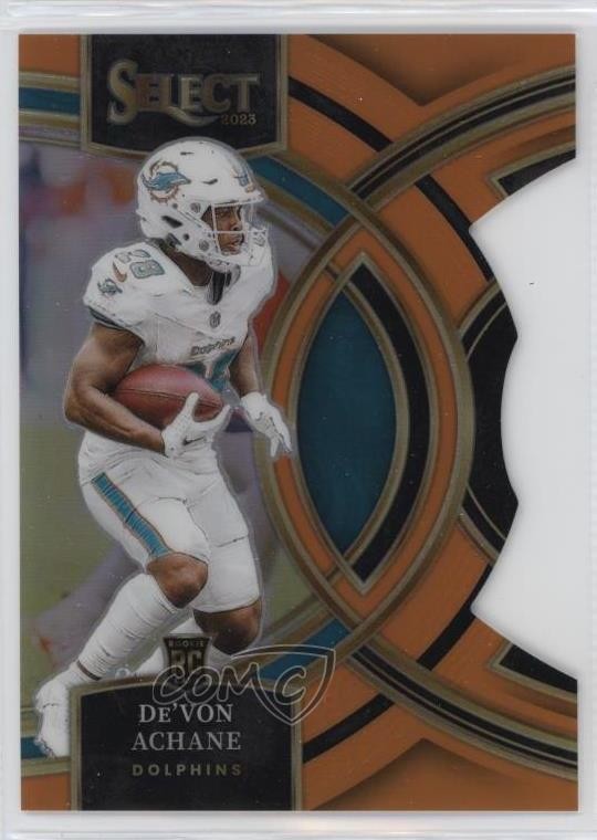 2023 Panini Select Premier Level Orange Prizm Die-Cut 81/399 De'Von Achane 13d7
