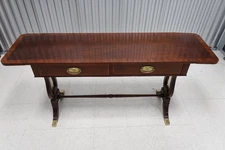 Baker Furniture Banded Mahogany English Regency Drop Leaf  Console Table