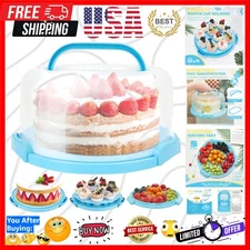 BPA-Free 10-Inch Cake Carrier with Transparent Lid & Dual Handles - 12" Round
