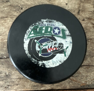 Houston Aeros IHL Hockey Puck - Black Green White Team Logo Style Collectible.