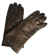 Vintage Women  s Brown Soft Leather Gloves Lined Knit Lining Cold Winter