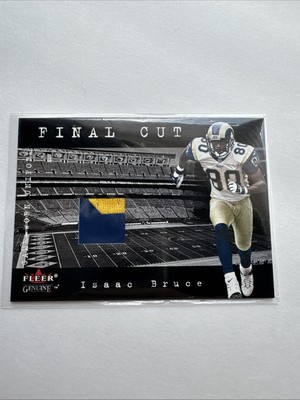 ISAAC BRUCE 2001 FLEER FINAL CUT 2 COLOR AUTHENTIC GAME WORN JERSEY PATCH RAMS