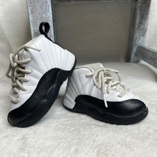 Kids Jordan 12 Retro Toddler Shoes White Black Red 6C