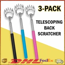 3 Pack Bear Claw Telescopic Metal Extendable Back Scratcher Back Massager NEW