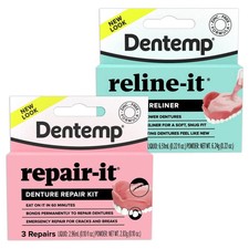 Dentemp Repair-It and Reline-It Kits Both Denture Repair and Soft Reliner Duo Pk