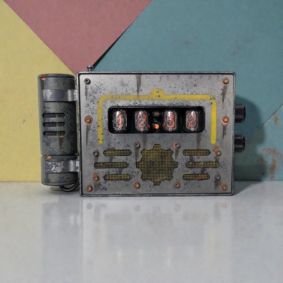 Nixie Tube Clock, Portable with FM Radio, Bluetooth Speaker & Geiger Counter