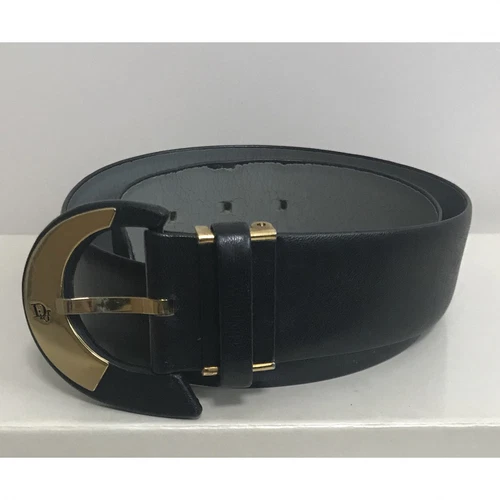 Authentique ceinture Christian Dior noir or logo marque pour 68 73 cm du Japon décontracté