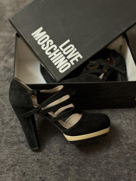 Women Moschino Heels Black Suede 35