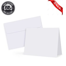 50 Pack White-Blank-Cards-And-Envelopes-5X7-Heavyweight-Folded-Cardstock-And-A7
