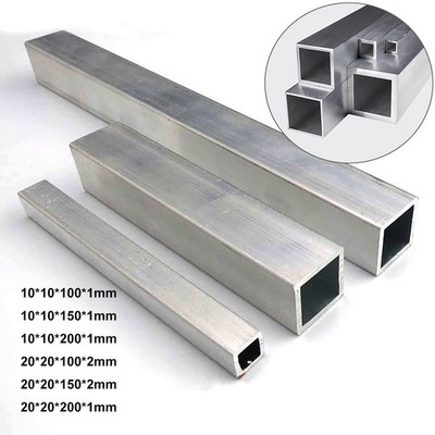 Aluminium Square Box Section Tube Tubing 10*10 20*20mm Length 100mm 150mm 200mm